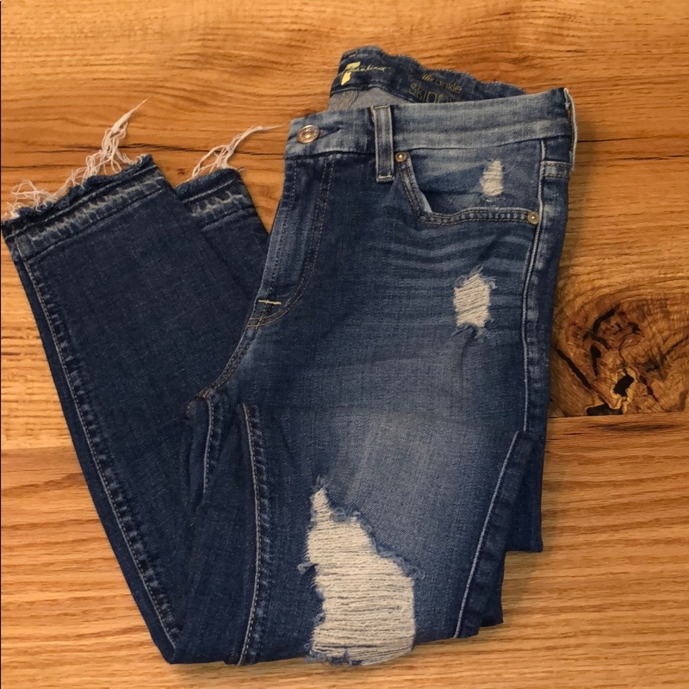 7 for all mankind The Ankle Skinny Distressed
